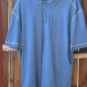 Tommy Bahama Blue Polo Shirt with Yellow Stitching